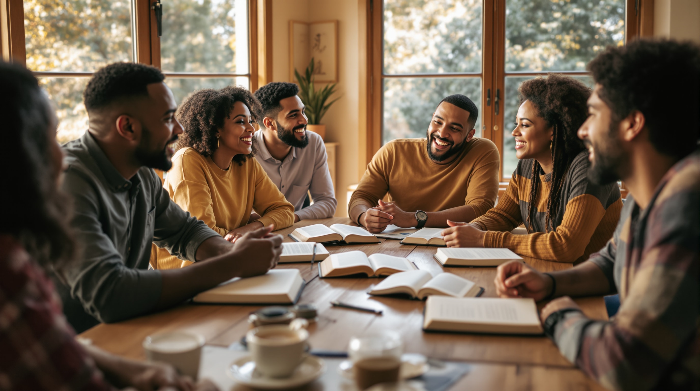 Christians gathered for small group Bible study