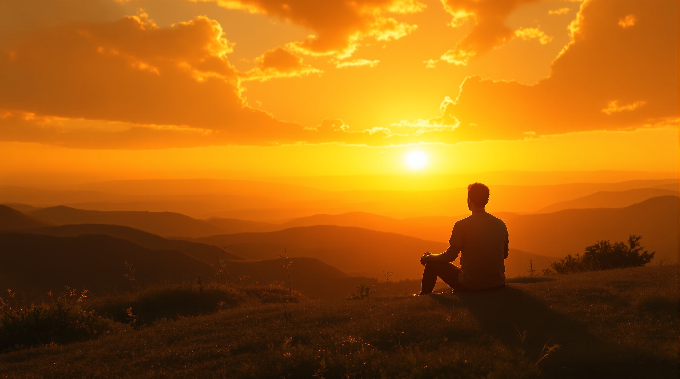 Silhouette of a person in contemplation at sunrise, symbolizing spiritual growth