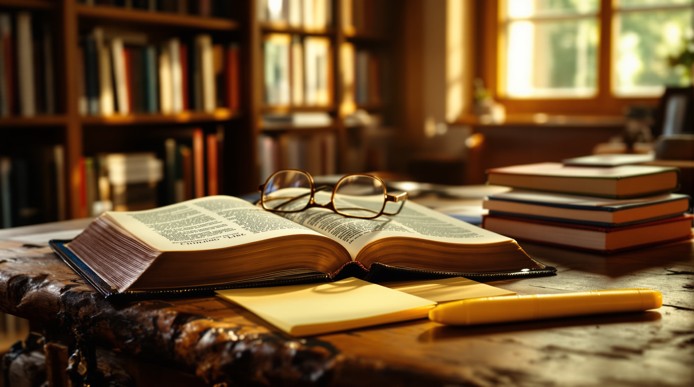 Open Bible with study notes and highlighter for in-depth Scripture study